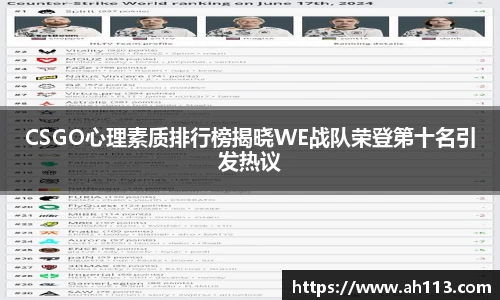 CSGO心理素质排行榜揭晓WE战队荣登第十名引发热议